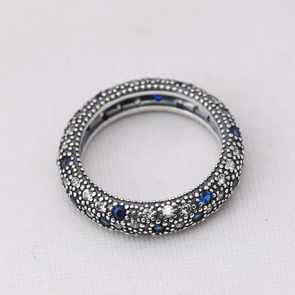 

hot sell Authentic 925 Sterling Silver poetic Blue Austrian Crystal Ring Brand Ring For Women Ring Fine panqiou Charm jewelry