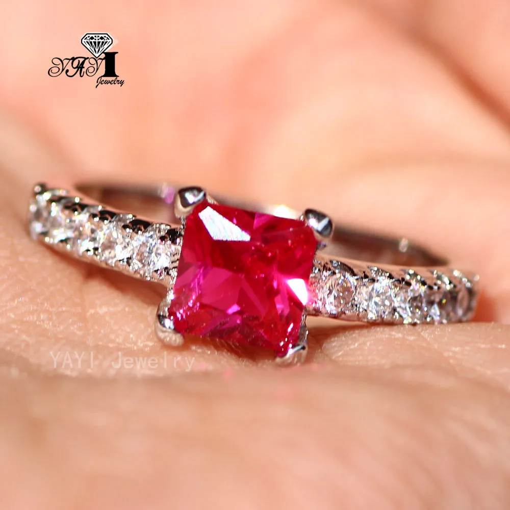 Ювелирные изделия YaYI Мода Принцесса 2.8CT красный цирконами серебряные Цвет