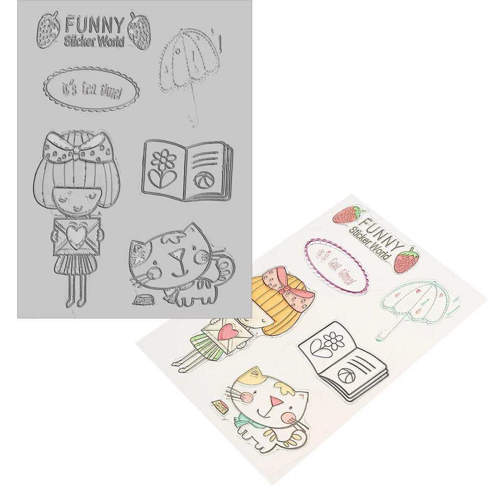 

Colorful Cartoon Stamp DIY Scrapbook Card Embossing Transparent Stamp Clear Silicone Stamp/Seal for DIY Clear Sstamp Sheets