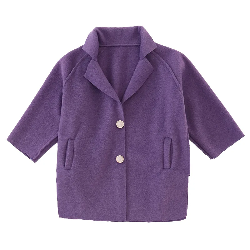 

Middle child girl double-sided coat Korean version of pure color girl large code windbreaker, spring and autumn girl thick coat
