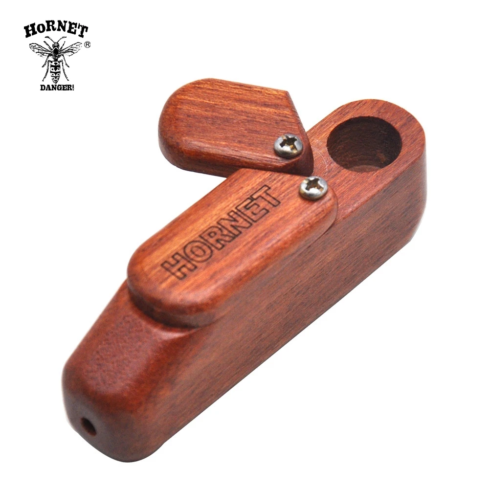 

HORNET Natural Wood Smoking Weed Pipes With Storage Container Case 80MM Wooden Tobacco Herb Pipe Natural Wood Handmade Hand Pipe