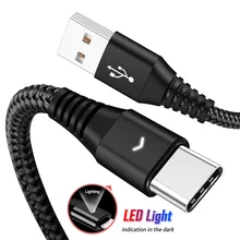 Cabo usb tipo c de luz led, cabo para sony xperia xz3 xz2 xz1 plus premium ultra compacto de iluminação USB-C tipo linha de fio de carregamento c
