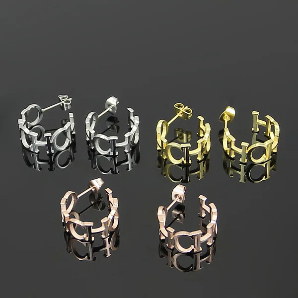 Bilincolor модный, трендовый, милый титановый розовое золото начальные CH серьги с символами для женщин