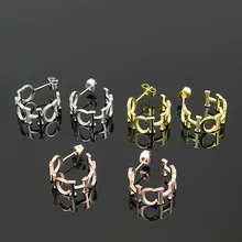 Bilincolor модный, трендовый, милый титановый розовое золото начальные CH серьги с символами для женщин