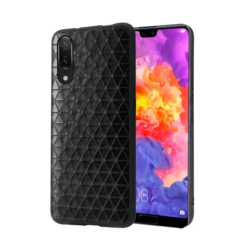

Huawei p20 mate 10 lite phone case fitted leather case p20 mate 9 10 pro water proof business cowhide Triangle Grain