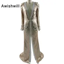 Vestido Longo De Festa Newest Deep V-neck With the Belt Beadings Sequins Formal Party Gowns Elegant Evening Dresses Long 2018