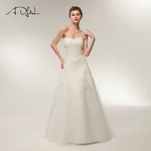 ADLN Новое поступление Свадебные платья Милая Кружевная отделка без рукавов трапециевидной формы Свадебные платья на молнии сзади