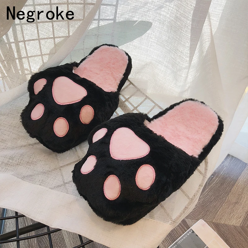 

Winter Women Home Slippers Warm Plush Furry House Flats Shoes Woman Slip on Cute Pink Fur Slides Soft Sapato Feminino Plus Size