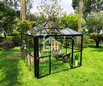

Royal Park Greenhouse, Black with Twin Wall Glazing (9.7'x9.7', 8.7m2, 6mm Hollow PC or 4mm Solid PC)
