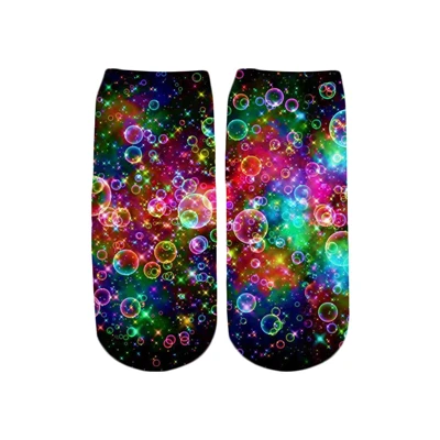 PLstar Cosmos красочные psychedelic 3D Печатный галстук краситель/краски splter хлопок короткие носки для унисекс harajuku корейские носки - Цвет: color as the picture