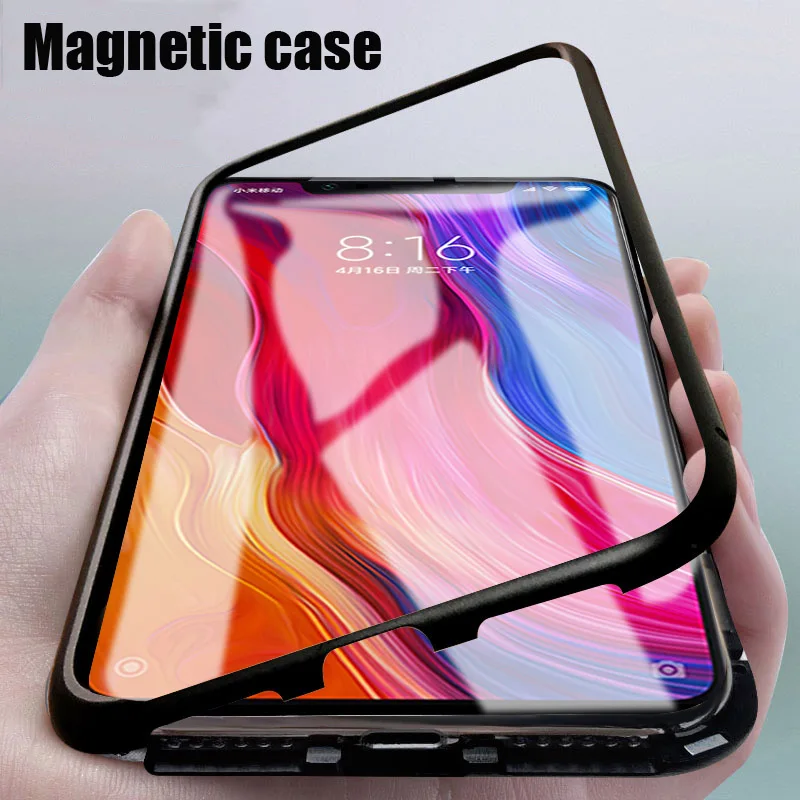 

Magnetic Metal Adsorption Case For Oneplus 7 Pro Tempered Glass Back Case For Oneplus 6T 6 5T Phone Case Cover