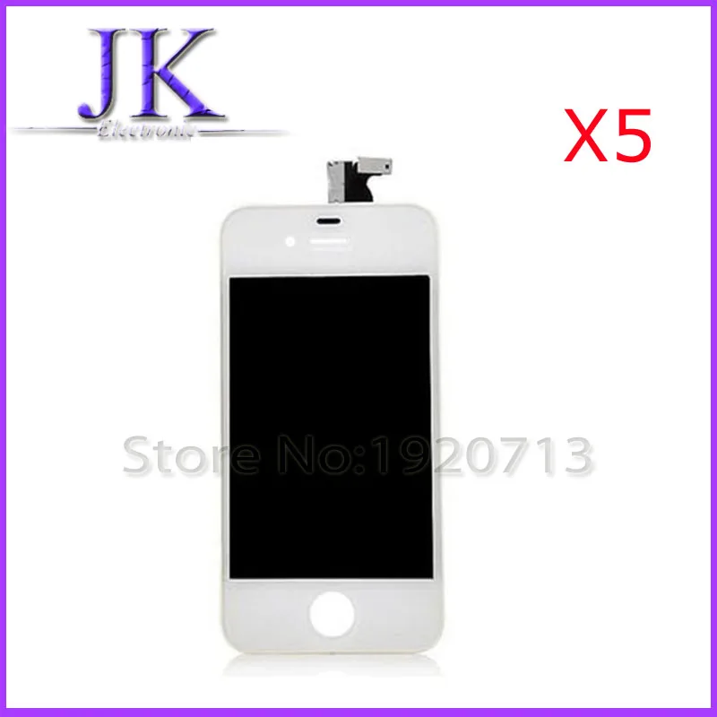 

5pcs White black LCD Display Screen Touch Digitizer Assembly For iPhone 4s i4s Replacement Outer Touch Panel Screen Case