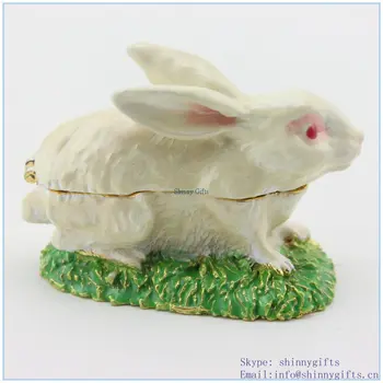 

Enamel Craft Cute Rabbit Shape Metal Jewelry Box Decorative Trinket Box SCJ656