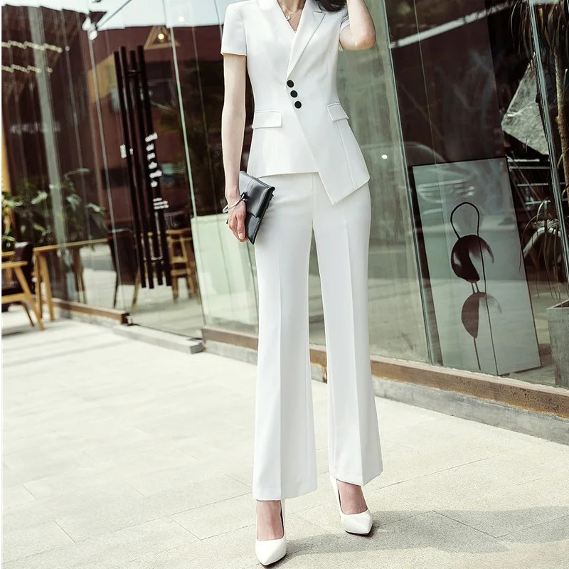 ladies white tailored trousers