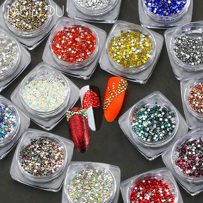  450 pcs/box SS3 Glass Rhinestone Smallest Size Crystal Flat Back Nail Rhinestones For Nails Art 3D 