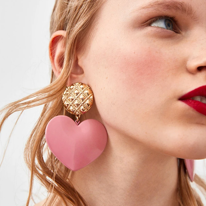 

Ztech Bohemian 10 Colors Heart Resin Pendants Dangle Earrings For Women Jewelry Personality Drop Earrings Party Accessories