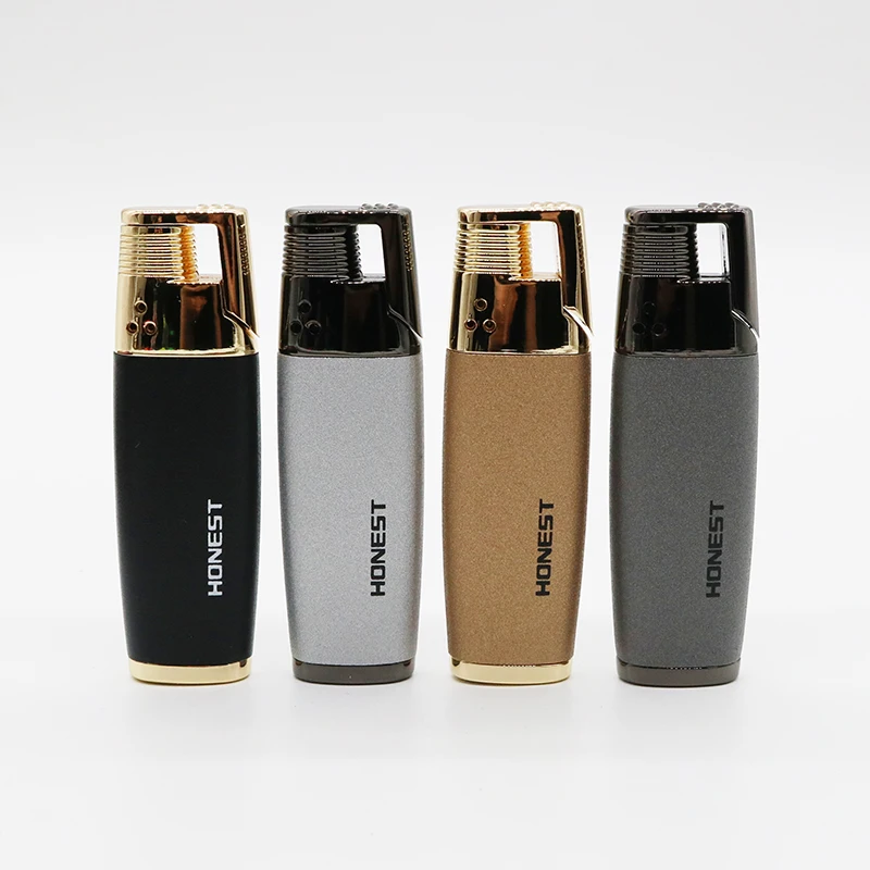 

High End Metal Torch Turbo Lighter Gas Lighter Blue Flame Electronic Lighter 1300C Mini Butane Lighted cigarettes Lighters Men