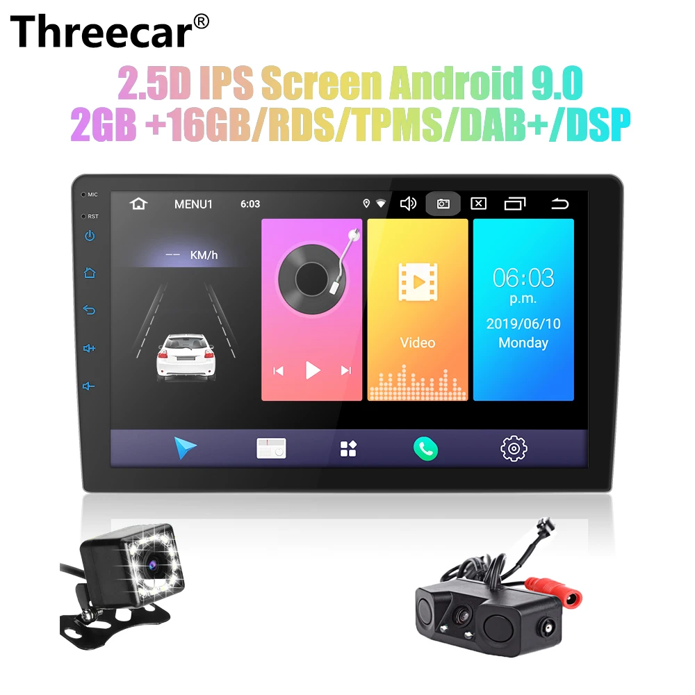 

9'/10' Android 9.0 Car Radio 2 din android car radio DSP 2.5D IPS Screen GPS NAVIGATION WIFI Bluetooth MP5 Player Front&Rear CAM