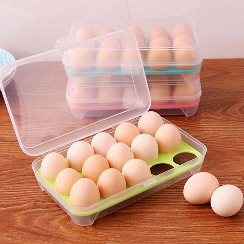 

Hoomall 15 Grid Refrigerator Fresh Storage Box With Lid Space-saving Basket Organizer Kitchen Gadgets Plastic Egg Container Case