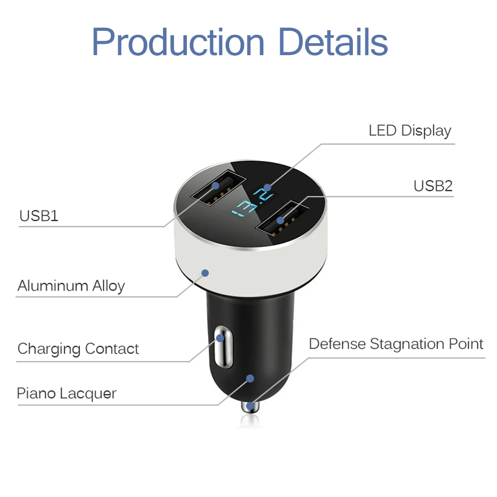 Автомобильное зарядное устройство Powstro 5 в 3,1 А макс(реальный) цифровой дисплей двойной USB зарядное устройство для iPhone Xiaomi samsung Быстрая зарядка Напряжение монитор