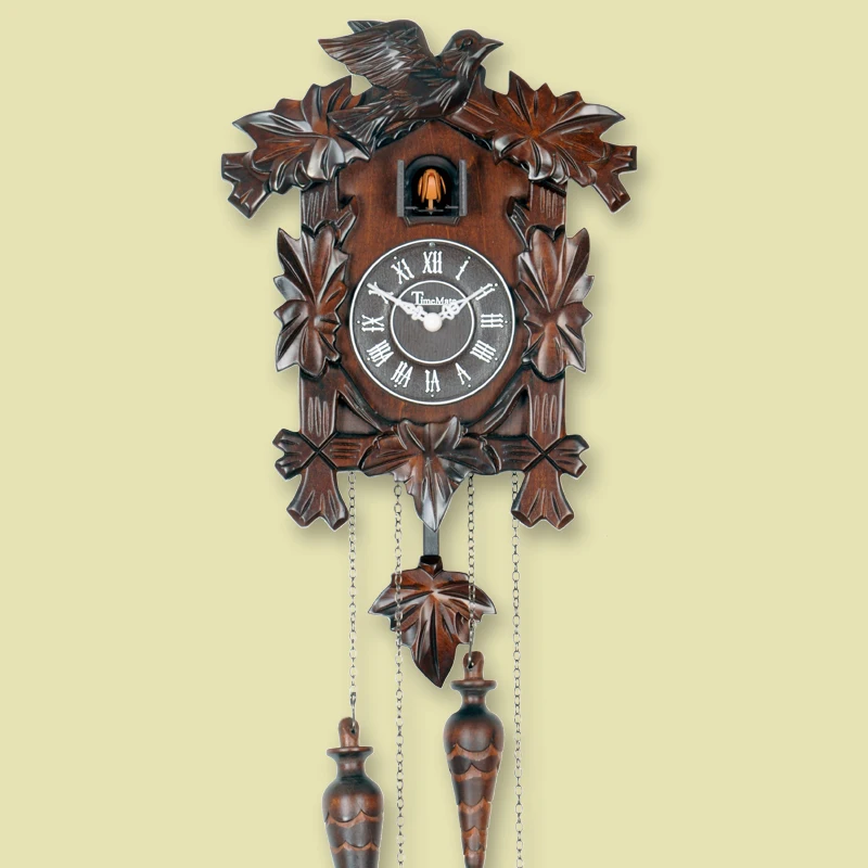 Vintage Home Bird Cuckoo Pendulum Wall Clock Wood Decorative Living Room Hanging