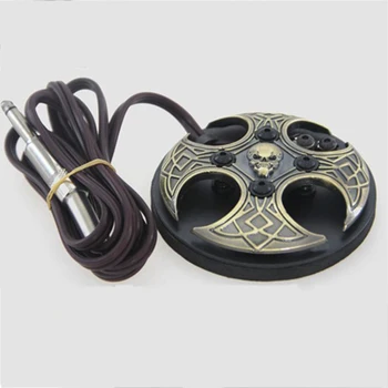 

Bronze Cross Skull Tattoo Foot Switch Aluminum Alloy Foot Pedal For Tattoo Power Supply 2016 permanent makeup accesories