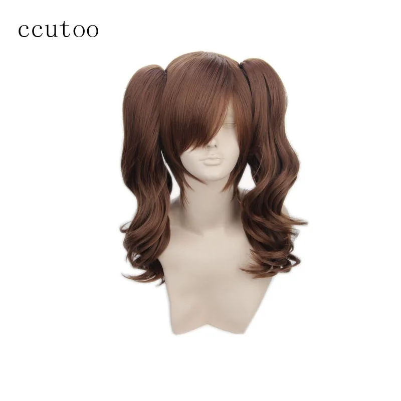 

ccutoo Kujikawa Rise Maid Collection Ryuujou Lady's Brown Curly Synthetic Hair Cosplay Costume Wigs Chip Ponytails