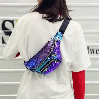 

2019 Newest Style Bags For Women Girl Casual Sequin Bum Bag Waist Fanny Pack Travel Money Belt Wallet Pouch