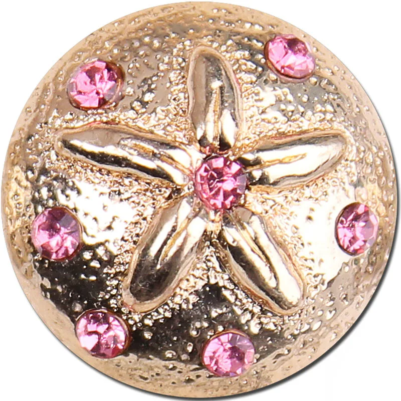 

(60 pieces/lot) 20mm Interchangeable Snaps 6 Colors Pink Crystal Sea Golden Starfish Button