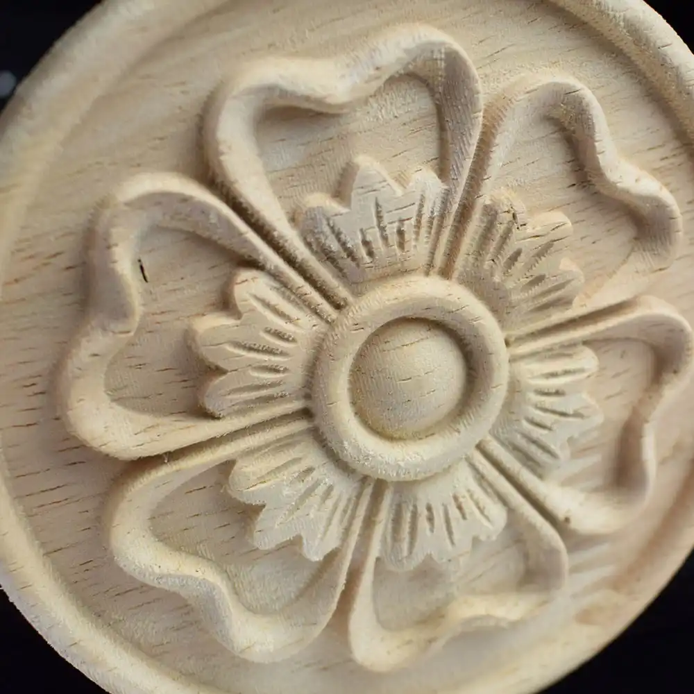 Yuvarlak Kawaii Oyma Doğal Ahşap Aplikler mobilya dolap Yuvarlak Kawaii Oyma Doğal Ahşap Aplikler mobilya dolap