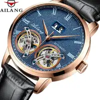 Business Men Double Tourbillon Mechanical Watches Luxury Brand Male Calendar Waterproof Watch Automatic Self-Wind Wristwatch