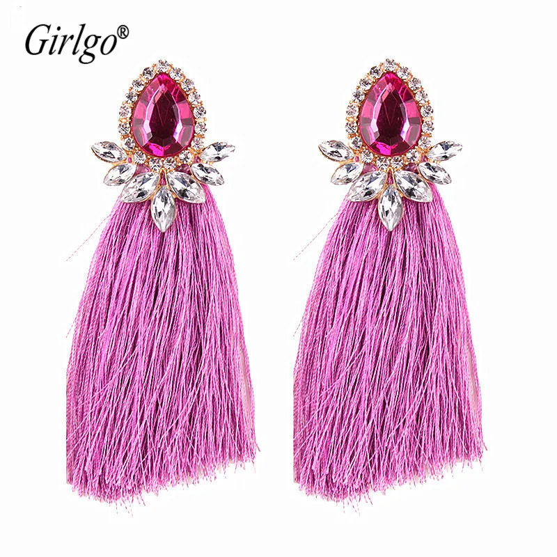 Buy Girlgo New Trendy Big Tassel Earrings Bohemian