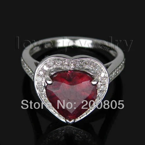 

Solid 14Kt White Gold 4.45ct Diamond Oval Cut Red Ruby Ring for Women