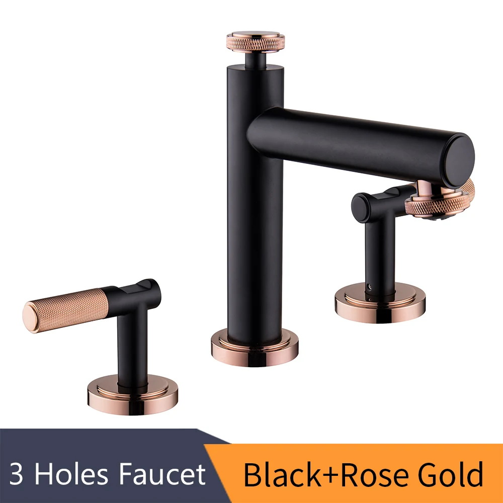 Basin Faucet Retro Black Faucet Taps Bathroom Sink Faucet Single Handle Hole Deck Vintage Wash Hot Cold Mixer Tap Crane 855762 - Цвет: Black and Rose Gold