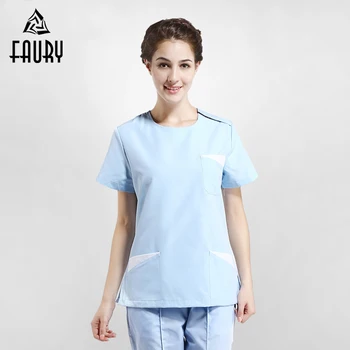 

U Neck Short Sleeve Summer Work Tops Pants Hospital Surgical Uniforms Doctor Nurse Medical Scrub Set Women Beauty Salon Overalls
