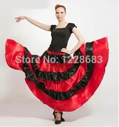 Испанская Коррида Черный Красный Девушки Длинные Flamenco Dress Vestidos Flamencos Женщин Traje Де Фламенко