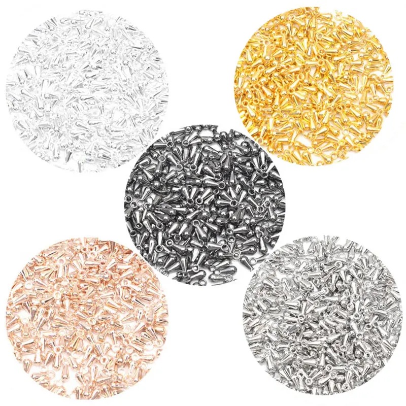 

200Pcs Tail Extender Chain Metal Water Drop Pendants DIY Jewelry Marking Beads End Caps Findings Decoration Accessories 7x3mm