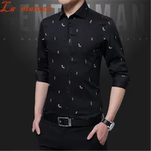 Для мужчин одежда длинные Sleever рубашка в горошек Для мужчин осенние Рубашки Повседневное Для мужчин s рубашки Regular Fit