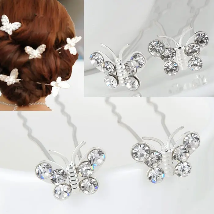 

20Pcs/lot Wedding Bridal Bridesmaid Butterfly Crystal Rhinestone Hair Pins Clips Women Hair Accessories