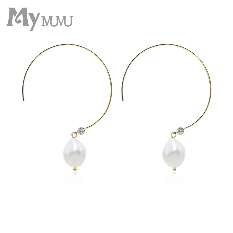 

2019 fashion Trendy Large Imitation pearls Earrings Circle Earrings Loop Earrings for Women