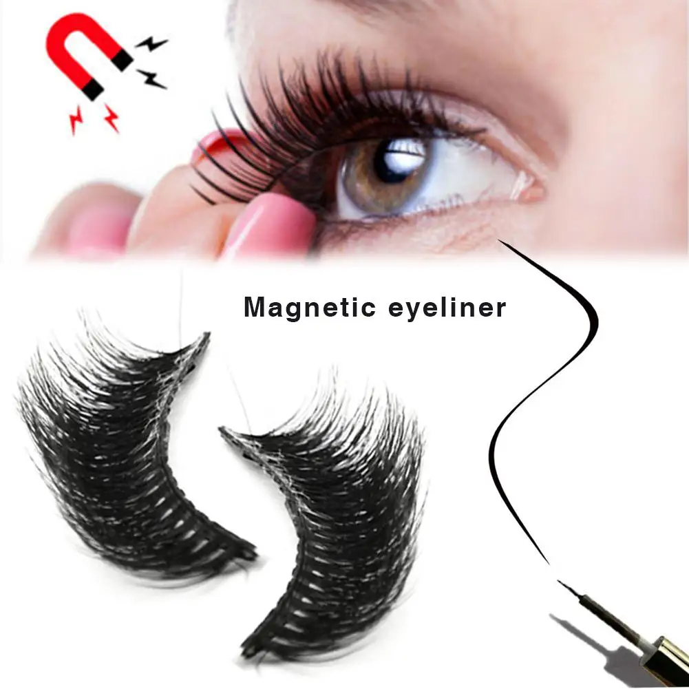 Magnetic Eyelashes Natural Looking Design Magnetic Eyelash With Liquid Eyeliner Mirror-box Easy-wearing Reusable Eyelashes