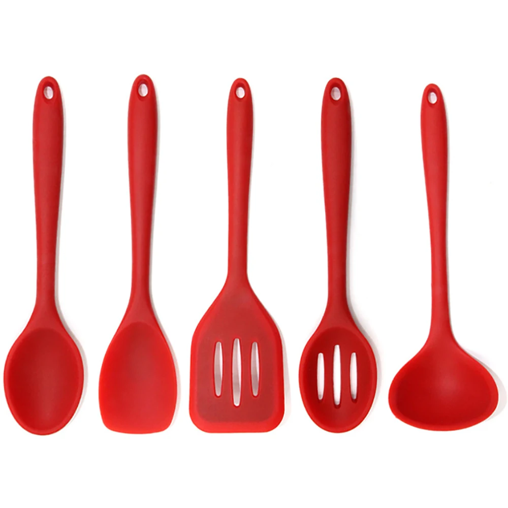 5PCS/SET Silicone Kitchen Spoon Tools Cooking Spatula Turner Spoonula