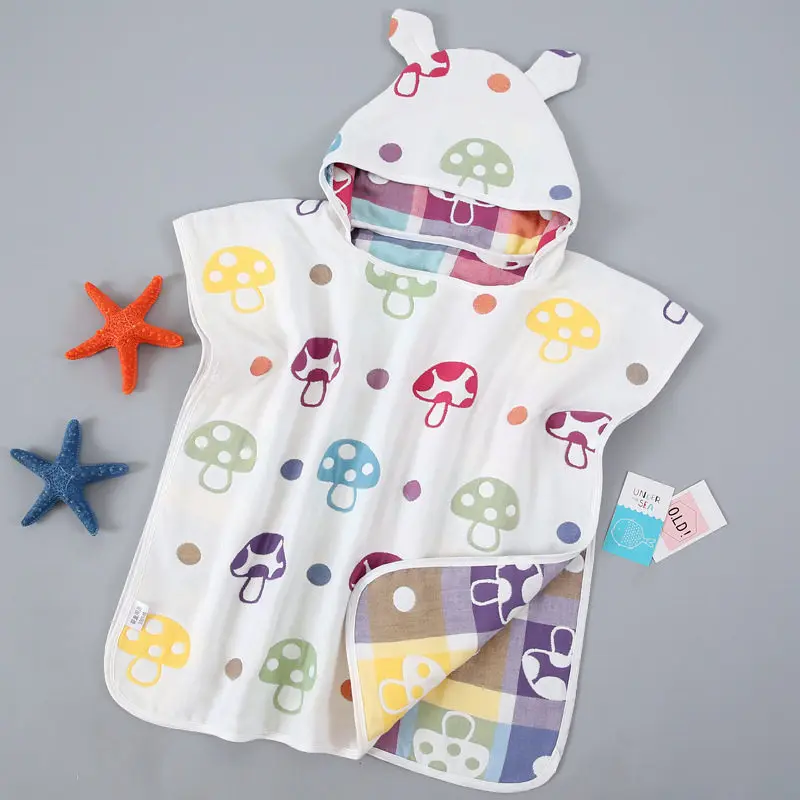 Baby Bath Towel for Newborns Child Hooded Baby Towel With Hood Muslin Baby Cotton Gauze Cloth New Born beach Towel for Children - Цвет: 1 Mogu