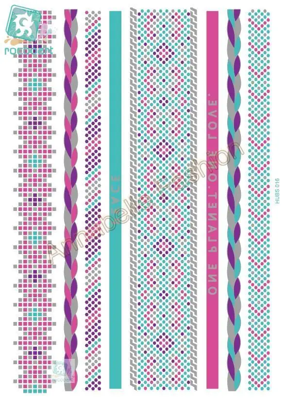 

HUBS016 2016 New Taty Tattoo Glitter Body Art Gold Golden Temporary Tattoo Stickers Metallic Purple Grid Decoration Tatoo