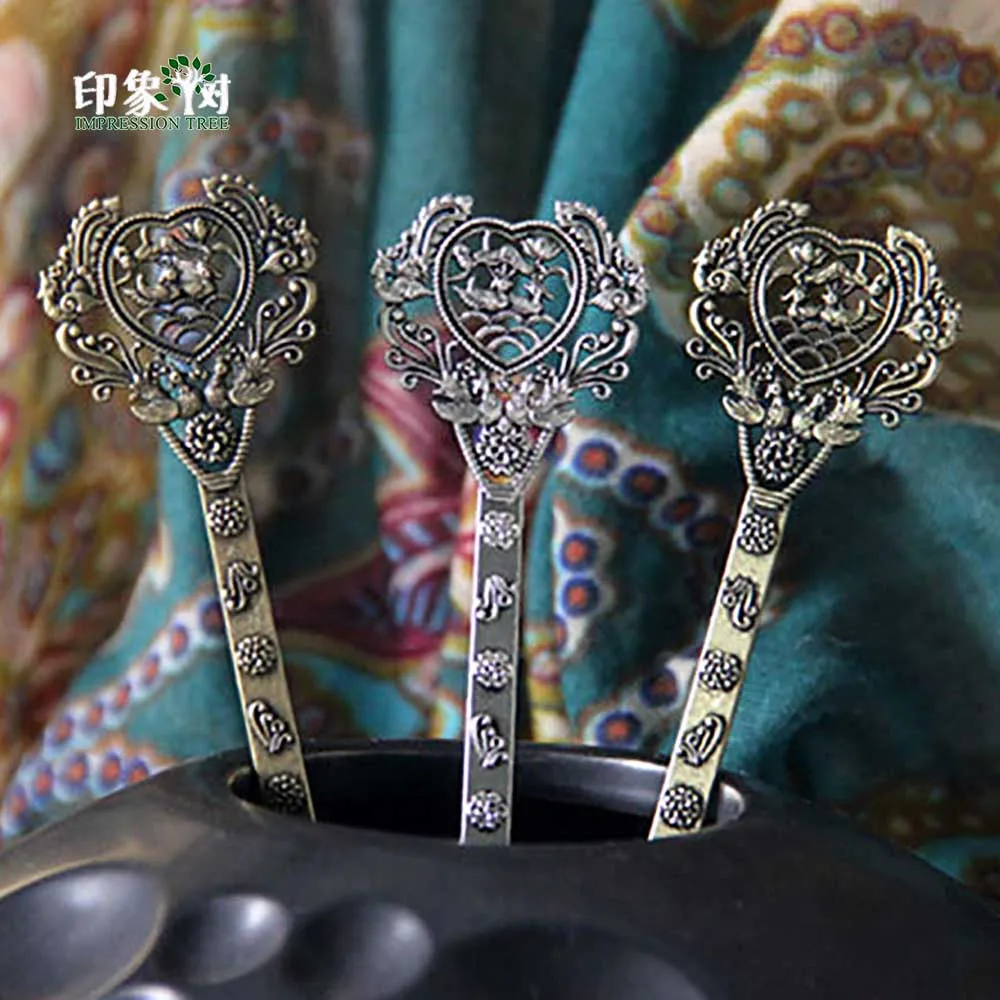 

140x32mm 2pcs Alloy Hairpin Sticks Short Thin Mandarin Slender Kanzashi Vintage Color Hairpin For Women DIY Hair Ornaments 1066