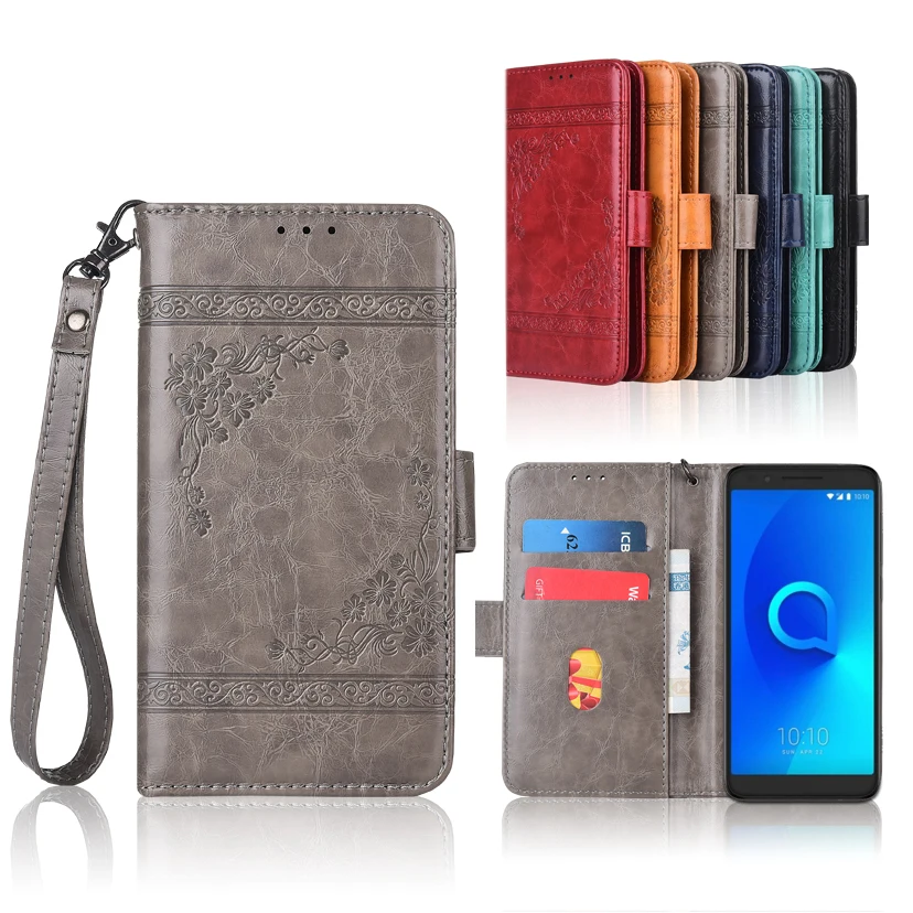 

TPU Wallet TPU case for Alcatel 3L 5034D Flip case with Strap,100% special PU leather embossing flower book cover case