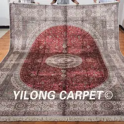 Yilong 9'x12 роскошный красный персидские ковры ручной работы традиционные восточные украшения дома прочный шелковый ковер (ML012A9x12)