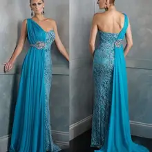 Новое синее кружевное платье с одним плечом vestidos de festa vestido longo праздничный официальный вечерний длинное платье для выпускного вечера с бисером
