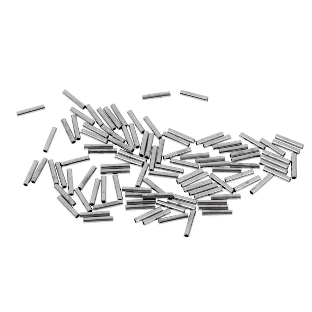 200 Pieces Single Barrel Crimp Sleeves, 100% Copper, Fishing Line Leader Rigging Tackle Wire Rope Clips Tube Connector 1.2x8mm