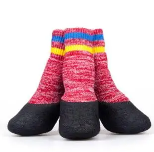 TAILUP 4 шт./набор, дышащие носки для собак, зимние теплые водонепроницаемые и Нескользящие хлопковые носки для щенков - Цвет: Красный